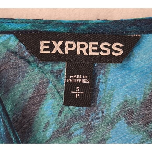 Mini Tunic Dress by Express Sz SP Tropical Blue Green Sheer Lined Party Vacation - Picture 8 of 11